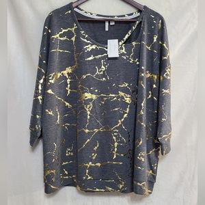 Live Well Active Women's Gray & Gold Top Size 18-20. NWT